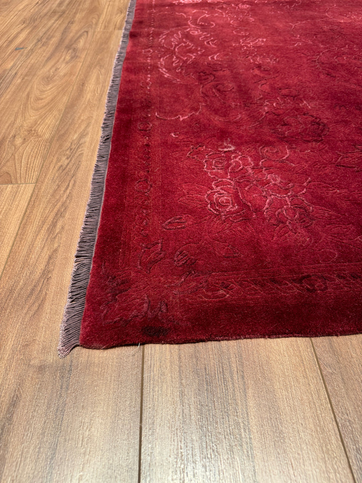 Obison Original Hand Woven Red Wool Bamboo Carpet 174x241 4.19 Square Meters - 5x8 ft