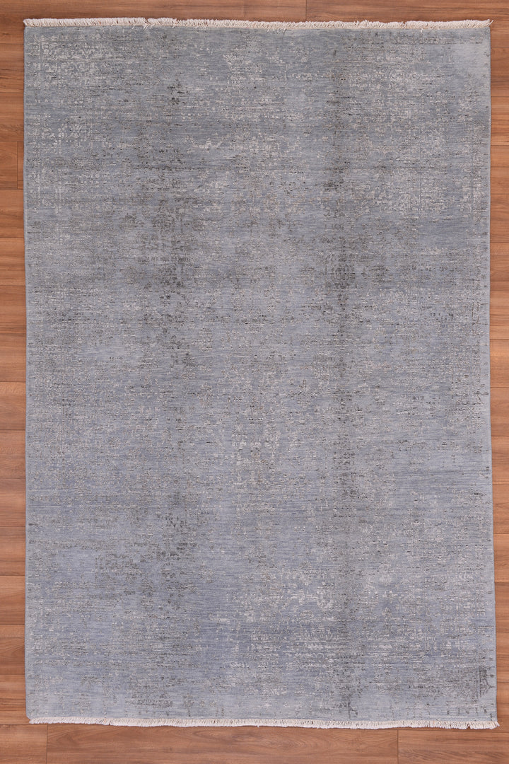 New Diamond Orjinal El Dokuması Gri Yün Bambu Halı 186x274 5.10 Metrekare - 6x9 ft