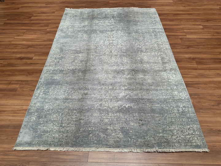 New Diamond Orjinal El Dokuması Gri Yün Bambu Halı 186x274 5.10 Metrekare - 6x9 ft