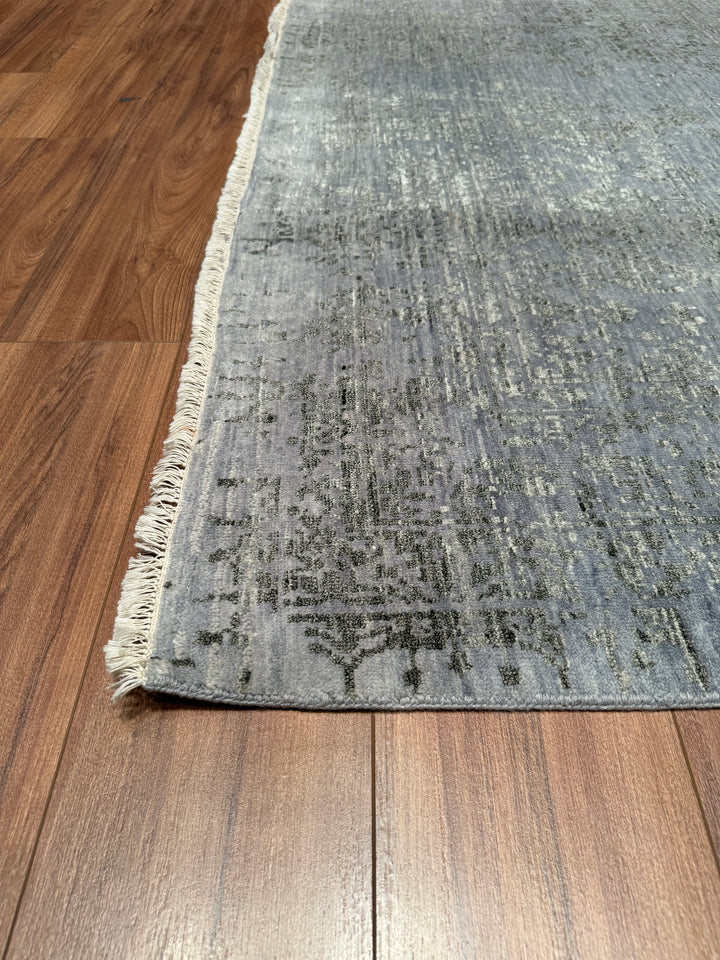 New Diamond Original Hand Woven Gray Wool Bamboo Carpet 186x274 5.10 Square Meters - 6x9 ft