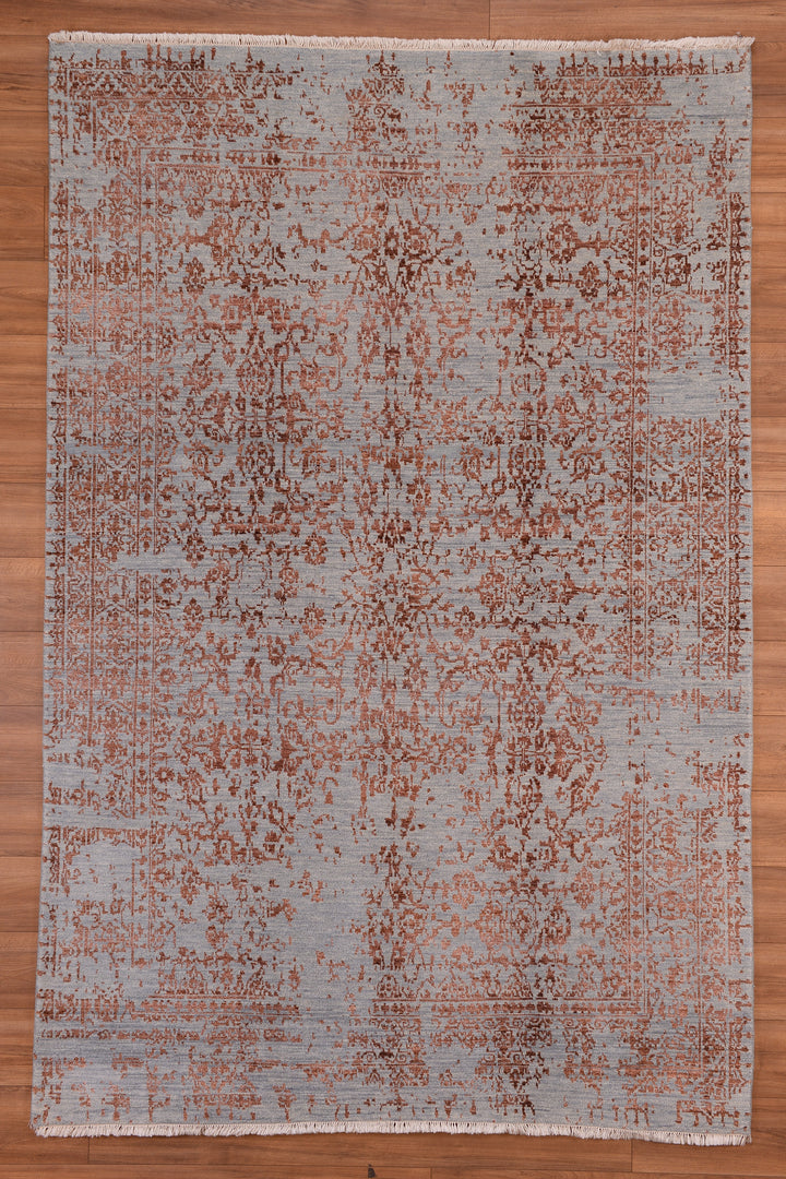 New Diamond Original Hand Woven Gray Brown Wool Bamboo Carpet 182x277 5.04 Square Meters - 6x9 ft