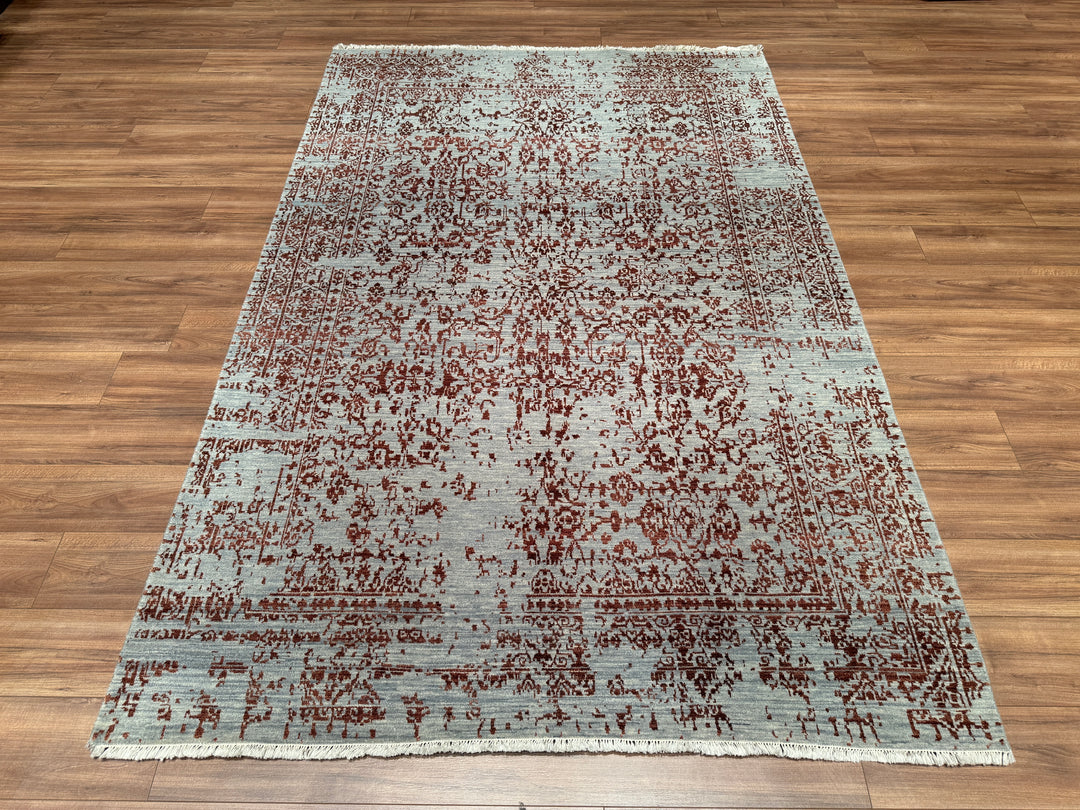 New Diamond Original Hand Woven Gray Brown Wool Bamboo Carpet 182x277 5.04 Square Meters - 6x9 ft