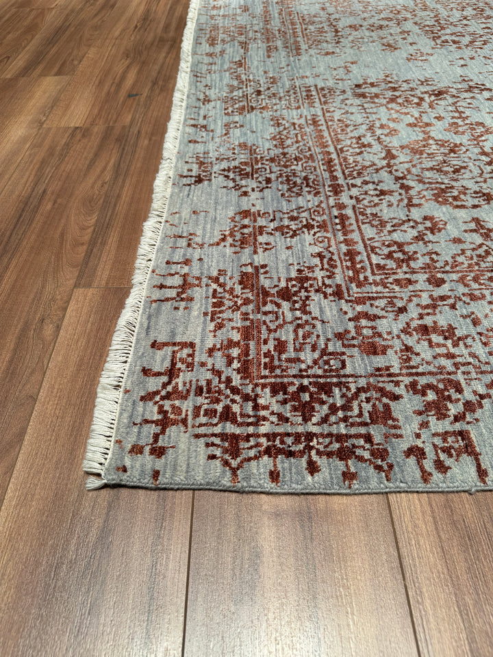 New Diamond Original Hand Woven Gray Brown Wool Bamboo Carpet 182x277 5.04 Square Meters - 6x9 ft