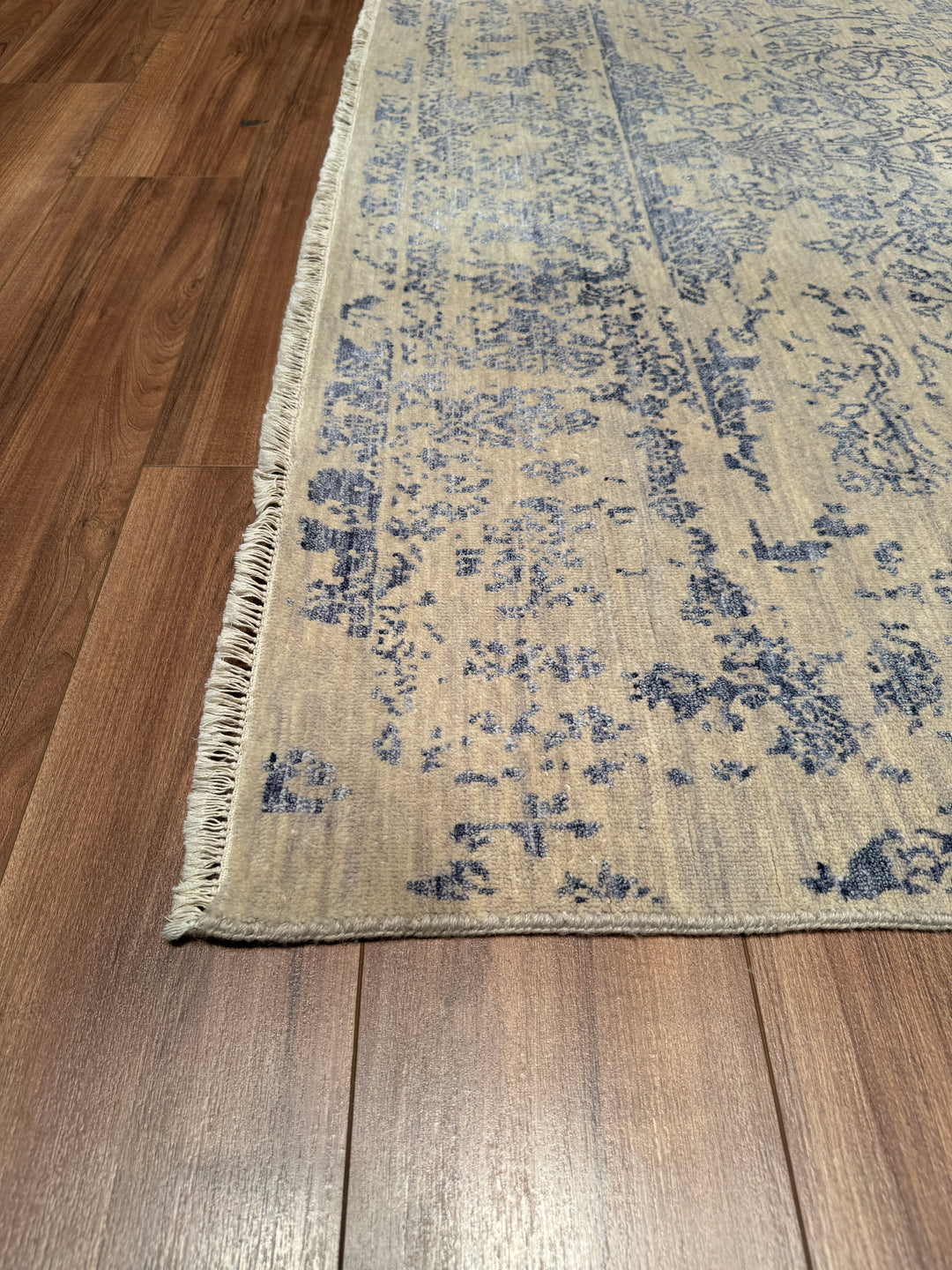 New Diamond Original Hand Woven Gray Blue Wool Bamboo Carpet 185x274 5.07 Square Meters - 6x9 ft