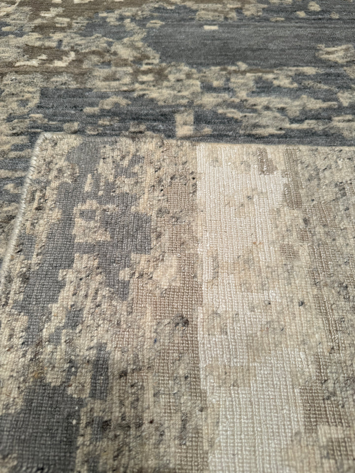 New Diamond Original Hand Woven Gray Wool Bamboo Carpet 170x240 4.08 Square Meters - 5x8 ft