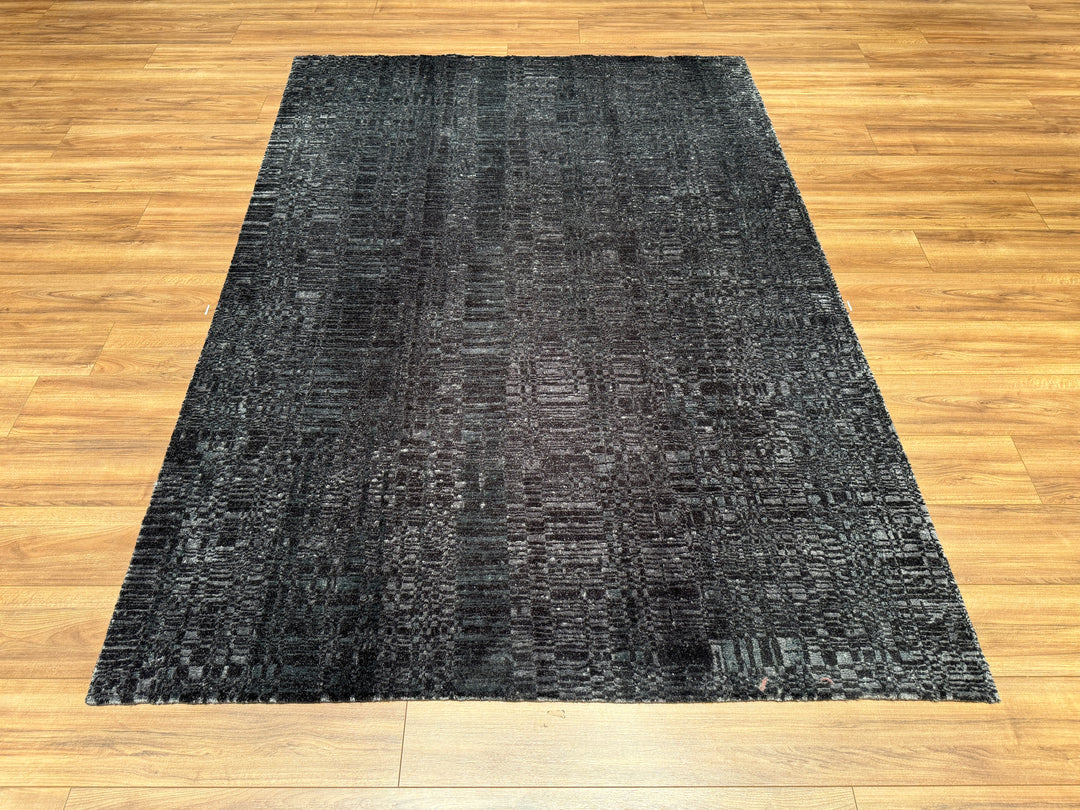 New Diamond Original Hand Woven Black Wool Bamboo Carpet 172x244 4.20 Square Meters - 5x8 ft