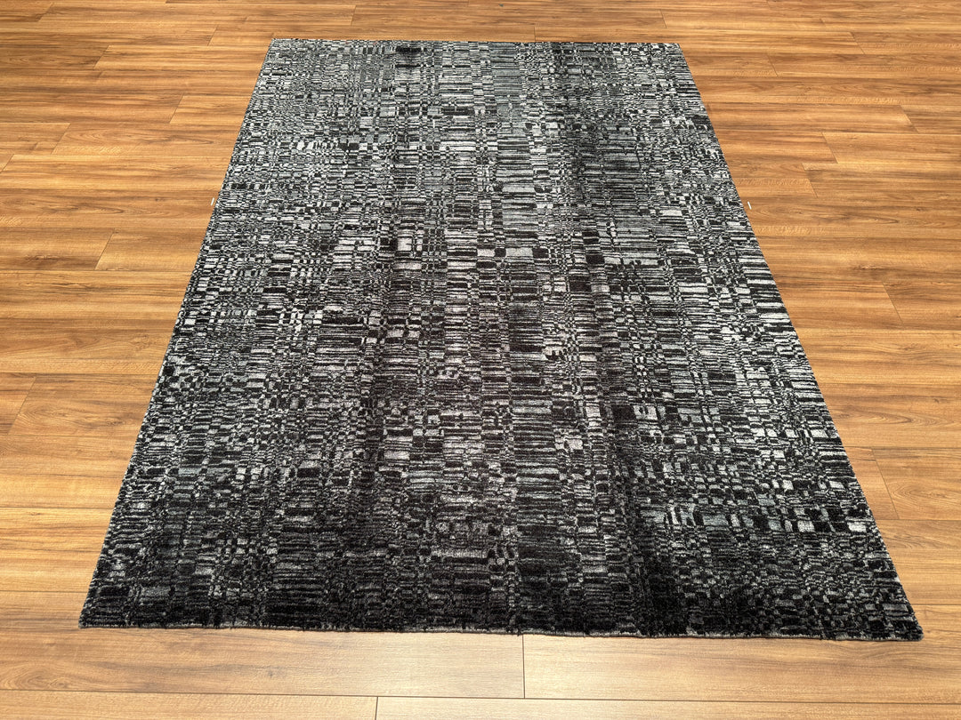 New Diamond Original Hand Woven Black Wool Bamboo Carpet 172x244 4.20 Square Meters - 5x8 ft