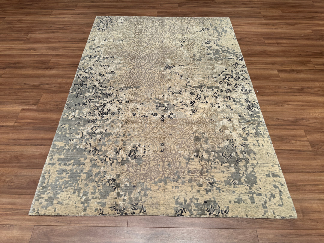 New Diamond Original Hand Woven Gray Wool Bamboo Carpet 170x245 4.17 Square Meters - 5x8 ft