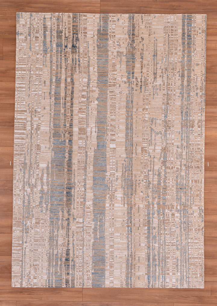 New Diamond Original Hand Woven Beige Wool Bamboo Carpet 169x241 4.07 Square Meters - 5x8 ft