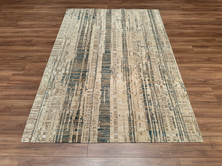 New Diamond Original Hand Woven Beige Wool Bamboo Carpet 169x241 4.07 Square Meters - 5x8 ft