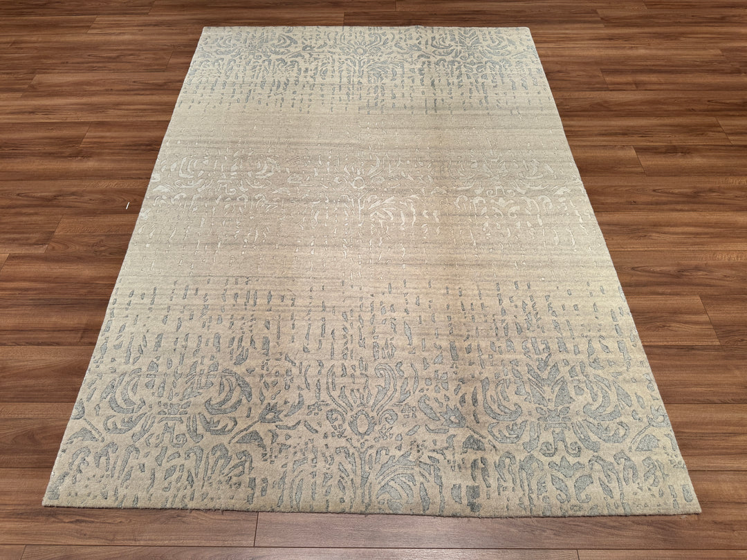 Modern BD Original Hand Woven Gray Wool Bamboo Carpet 171x243 4.16 Square Meters - 5x8 ft