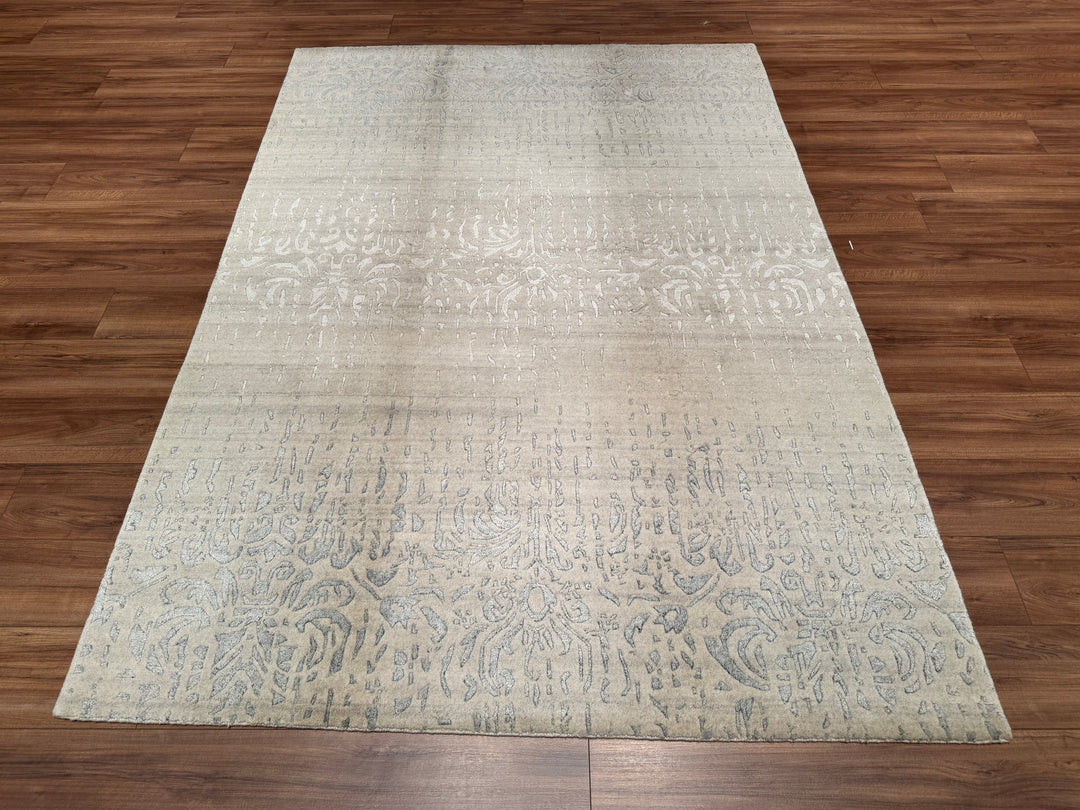 Modern BD Original Hand Woven Gray Wool Bamboo Carpet 171x243 4.16 Square Meters - 5x8 ft