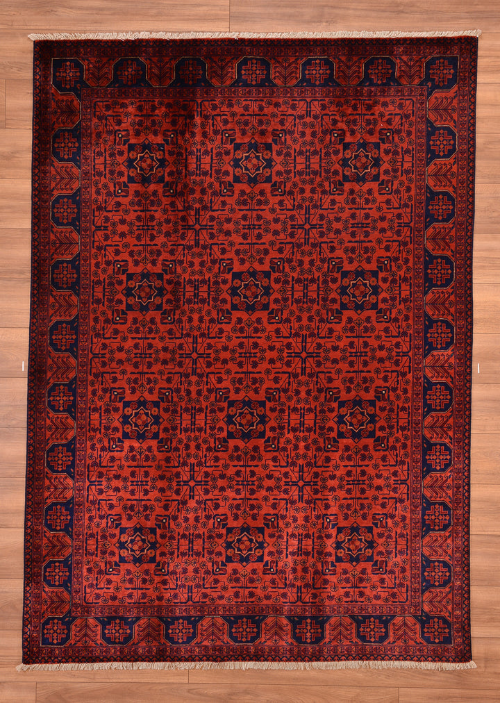 Afghan Carpet Khall Original Hand Woven Vegetable Dyed Wool 171x240 4.10 Square Meters - 5x8 ft