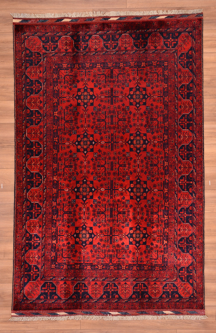 Afghan Carpet Khall Original Hand Woven Vegetable Dyed Wool 159x241 3.83 Square Meters - 5x8 ft