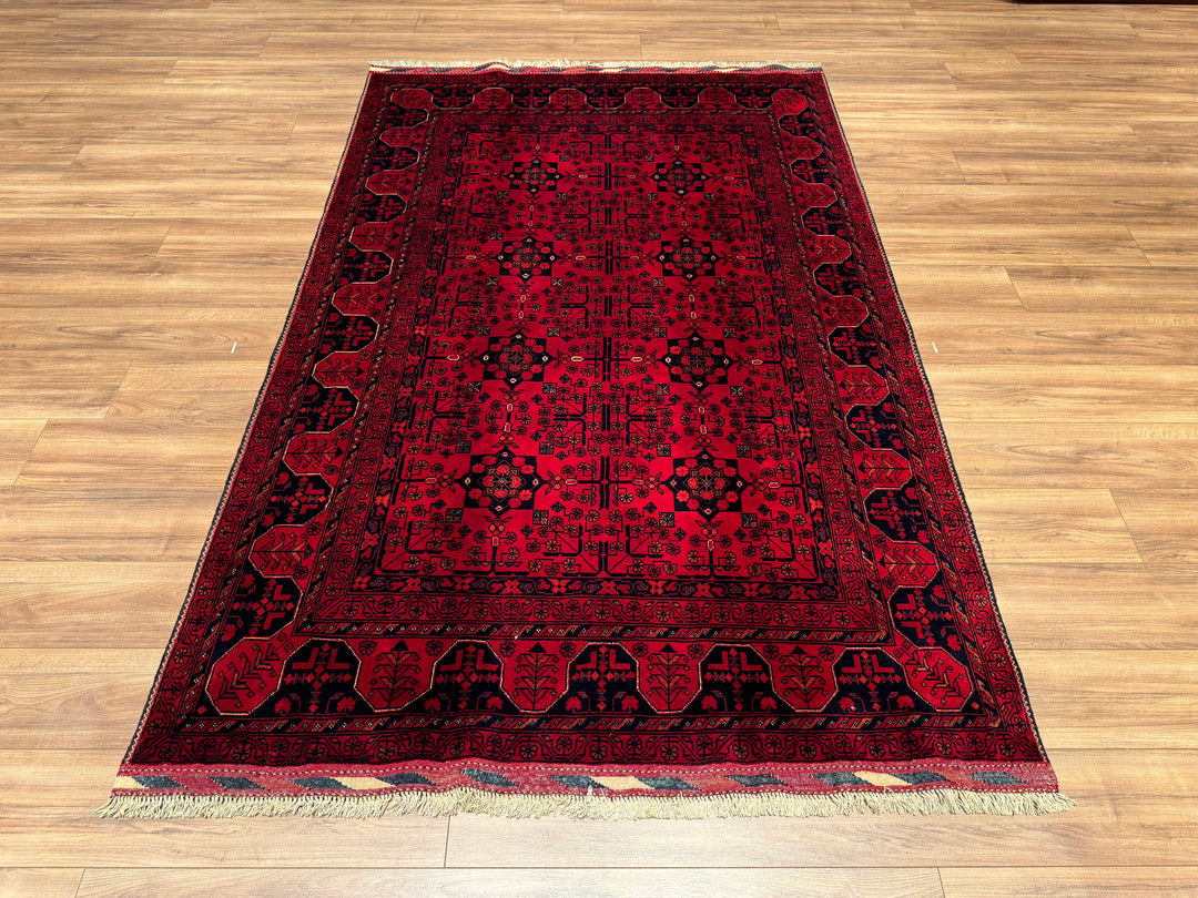 Afgan Halısı Khall Orjinal El Dokuması Kök Boya Yün 159x241 3.83 Metrekare - 5x8 ft