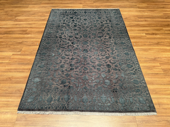 Indian Owl Original Hand Woven Gray Wool Bamboo Carpet 168x247 4.15 Square Meters - 5x8 ft