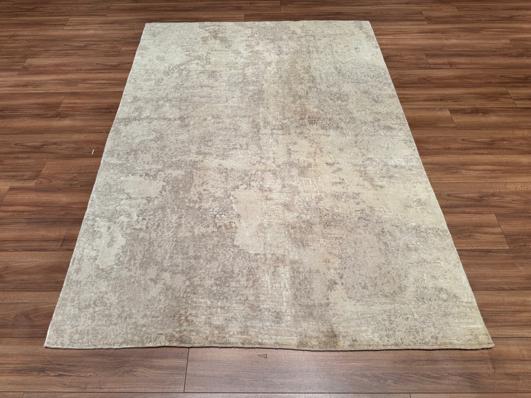 New Diamond Original Hand Woven Cream Wool Bamboo Carpet 170x240 4.08 Square Meters - 5x8 ft