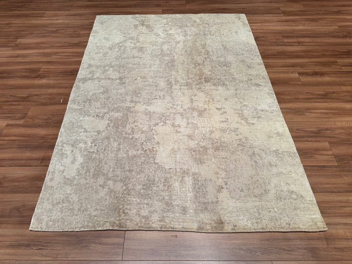 New Diamond Original Hand Woven Cream Wool Bamboo Carpet 170x240 4.08 Square Meters - 5x8 ft