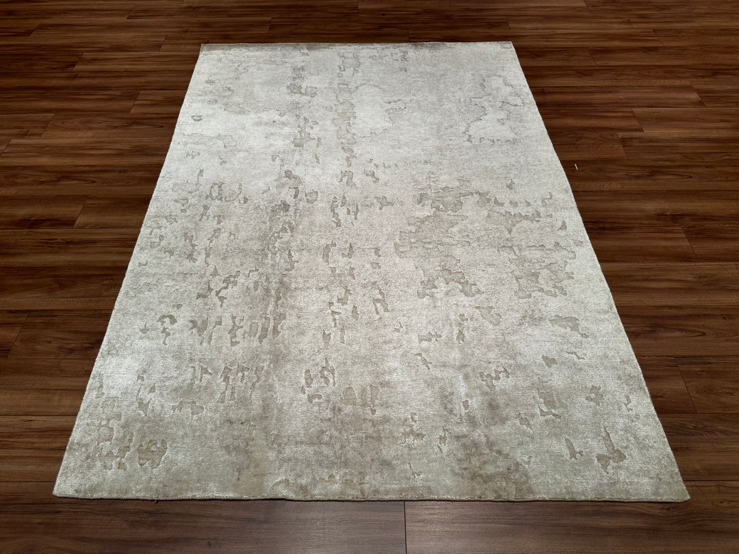 New Diamond Original Hand Woven Cream Wool Bamboo Carpet 170x240 4.08 Square Meters - 5x8 ft