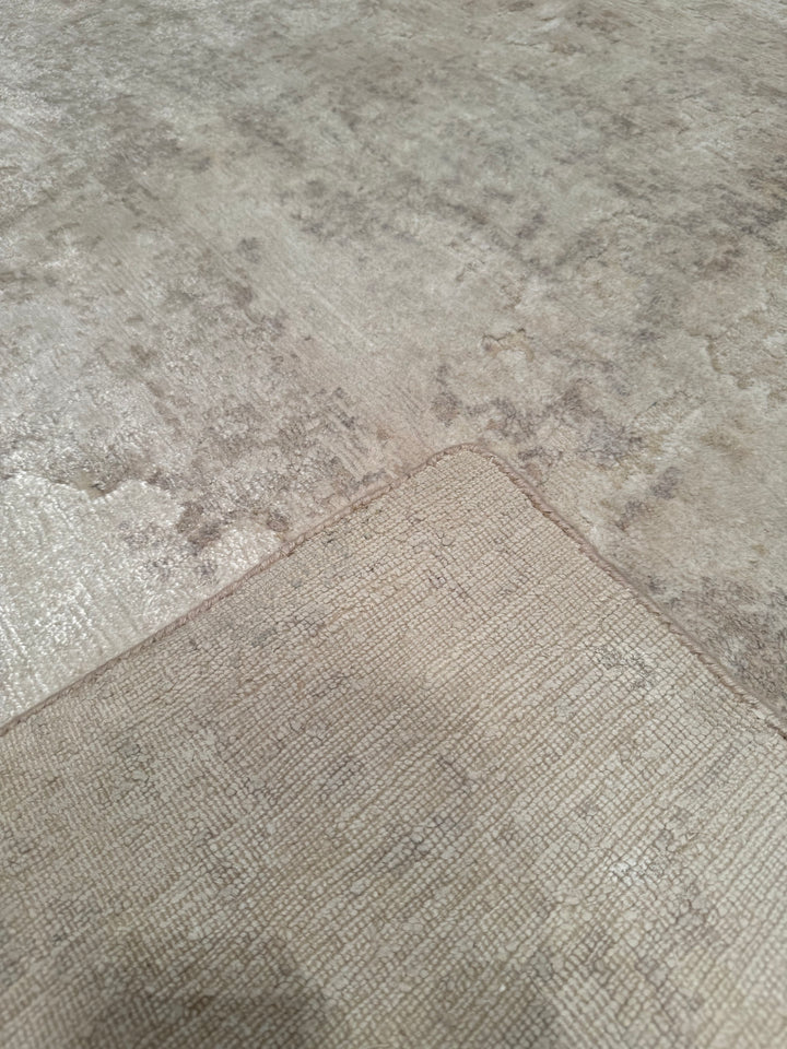 New Diamond Original Hand Woven Cream Wool Bamboo Carpet 170x240 4.08 Square Meters - 5x8 ft