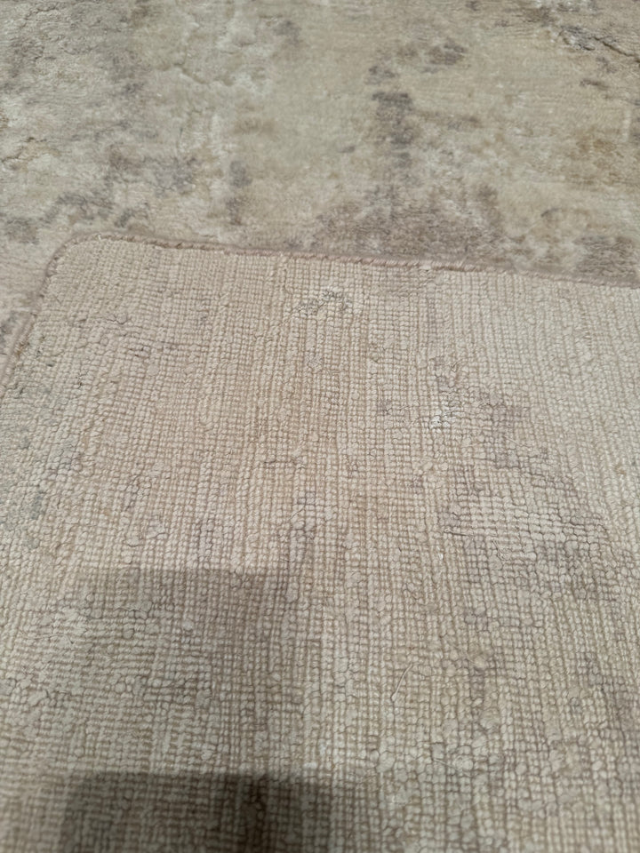 New Diamond Original Hand Woven Cream Wool Bamboo Carpet 170x240 4.08 Square Meters - 5x8 ft