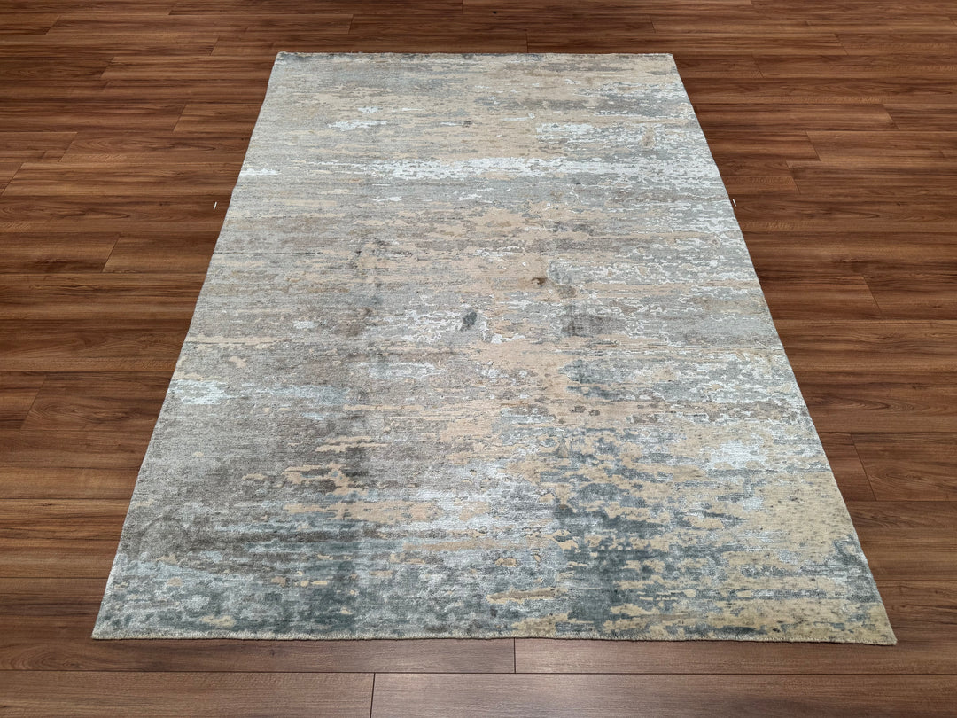 New Diamond Original Hand Woven Gray Wool Bamboo Carpet 172x245 4.16 Square Meters - 5x8 ft