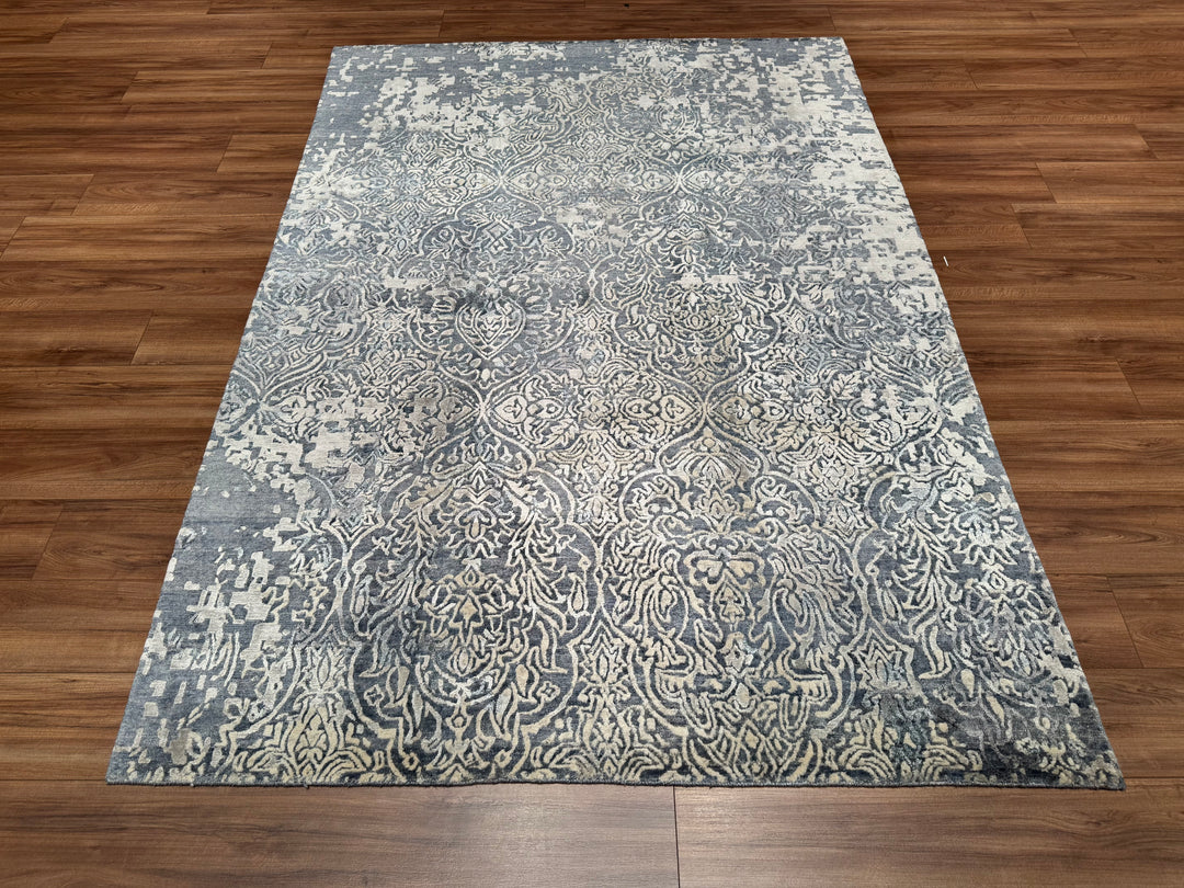 New Diamond Original Hand Woven Gray Wool Bamboo Carpet 172x245 4.21 Square Meters - 5x8 ft