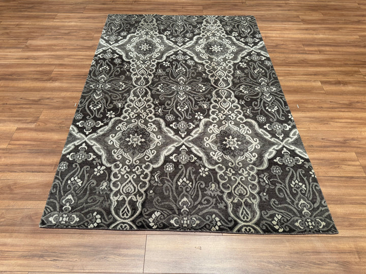 Diamond Original Hand Woven Gray Wool Bamboo Carpet 167x245 4.09 Square Meters - 5x8 ft