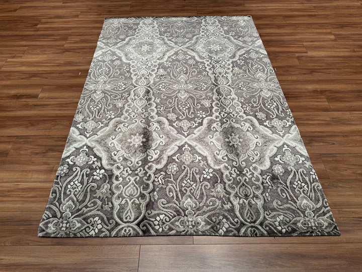 Diamond Original Hand Woven Gray Wool Bamboo Carpet 167x245 4.09 Square Meters - 5x8 ft