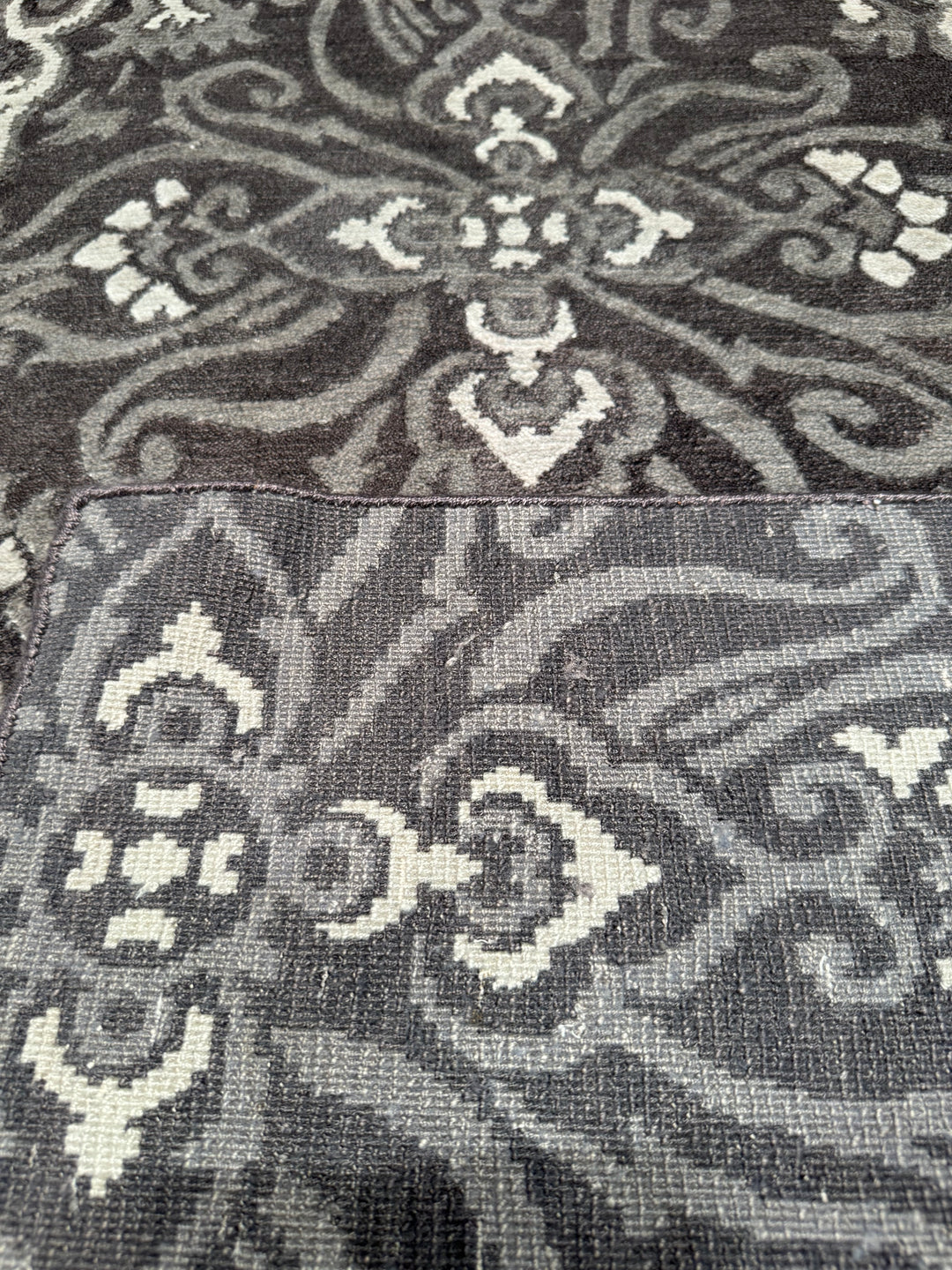 Diamond Original Hand Woven Gray Wool Bamboo Carpet 167x245 4.09 Square Meters - 5x8 ft