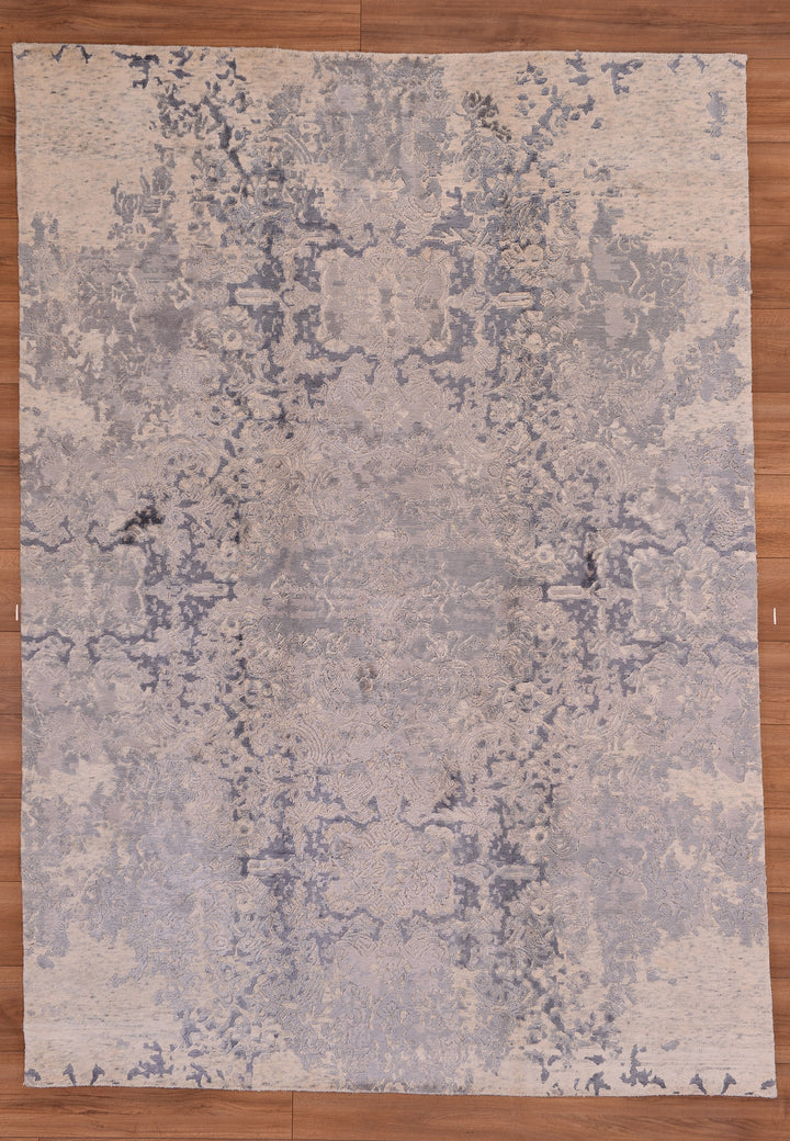 New Diamond Original Hand Woven Gray Wool Bamboo Carpet 170x246 4.18 Square Meters - 5x8 ft