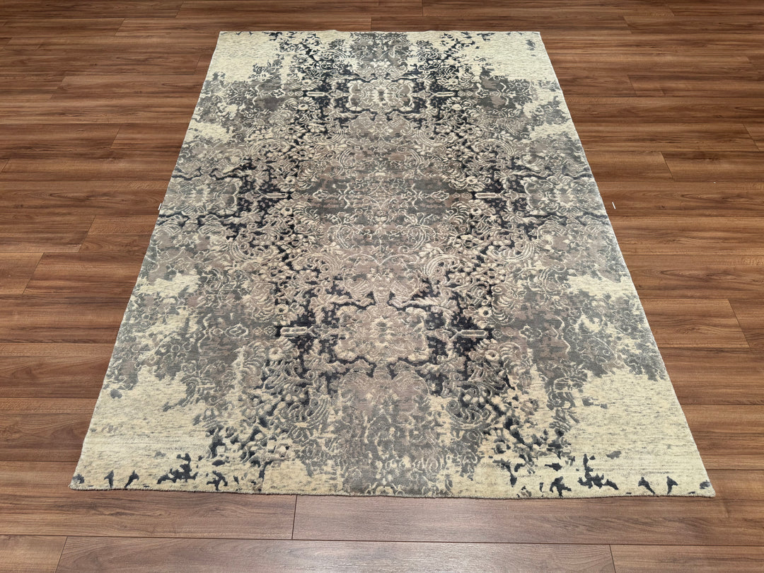 New Diamond Original Hand Woven Gray Wool Bamboo Carpet 170x246 4.18 Square Meters - 5x8 ft