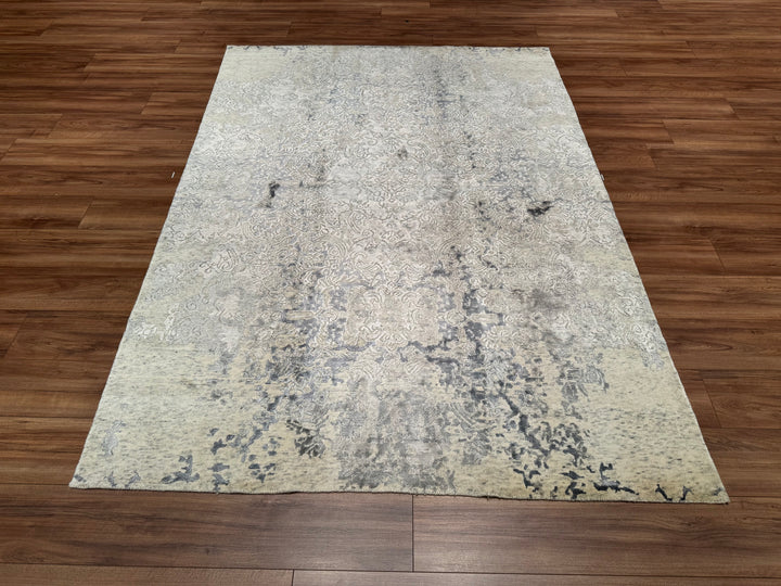 New Diamond Original Hand Woven Gray Wool Bamboo Carpet 170x246 4.18 Square Meters - 5x8 ft