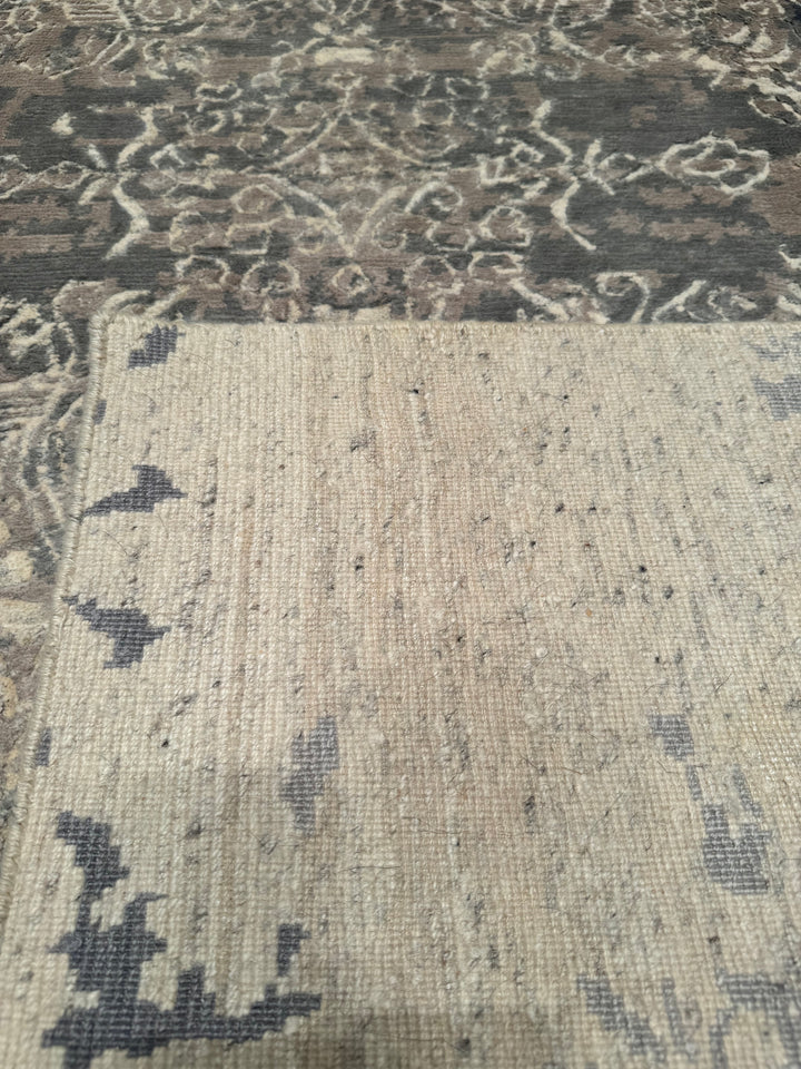 New Diamond Original Hand Woven Gray Wool Bamboo Carpet 170x246 4.18 Square Meters - 5x8 ft