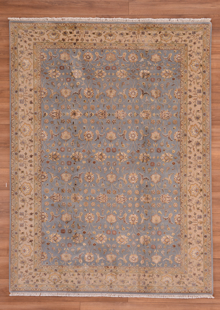 Indian Owl Original Hand Woven Gray Wool Bamboo Carpet 177x237 4.19 Square Meters - 5x8 ft