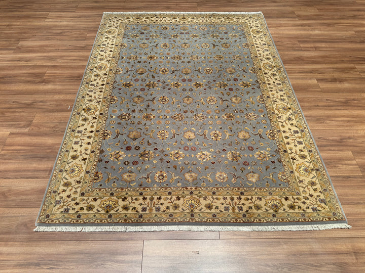 Indian Owl Original Hand Woven Gray Wool Bamboo Carpet 177x237 4.19 Square Meters - 5x8 ft