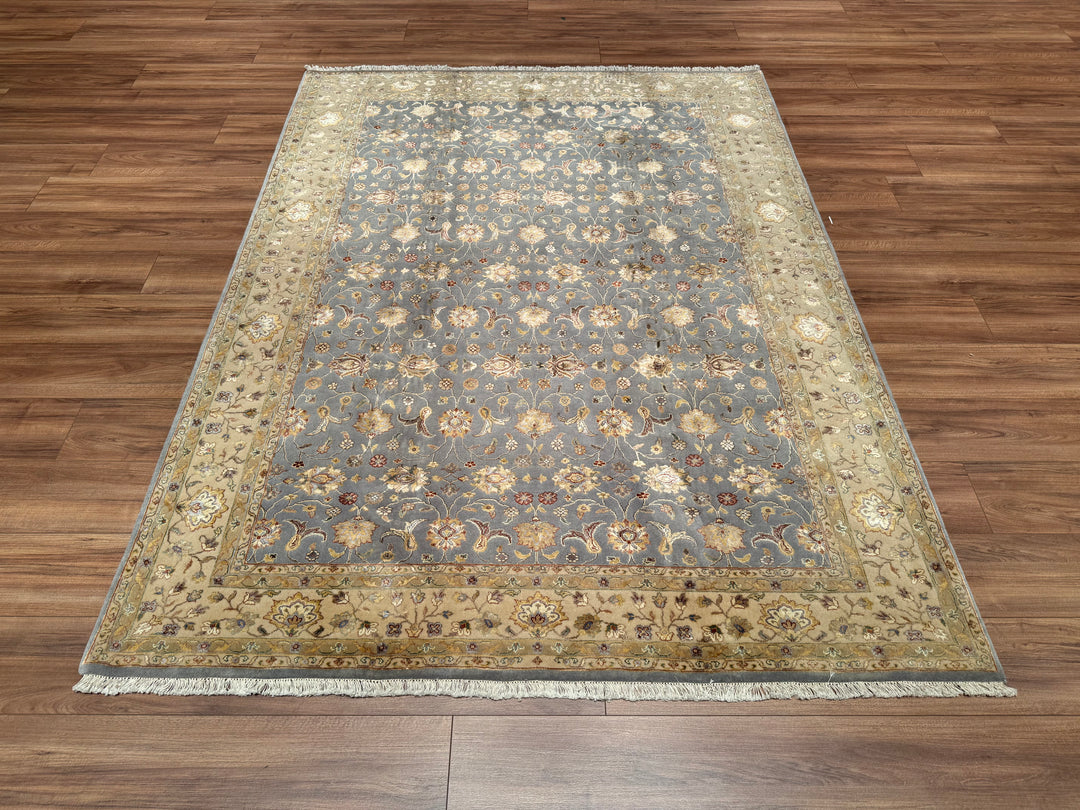 Indian Owl Original Hand Woven Gray Wool Bamboo Carpet 177x237 4.19 Square Meters - 5x8 ft