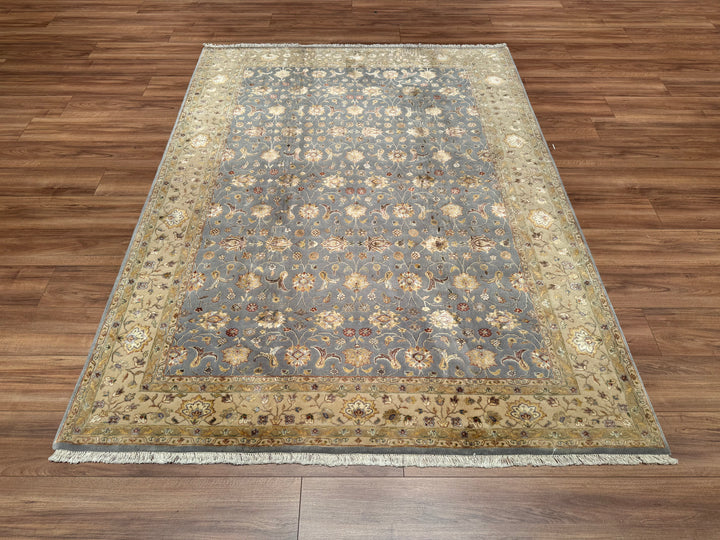 Indian Owl Original Hand Woven Gray Wool Bamboo Carpet 177x237 4.19 Square Meters - 5x8 ft