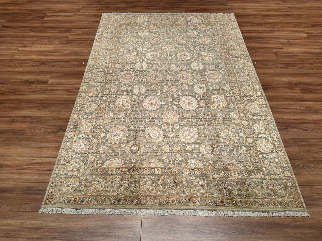 Indian Owl Original Hand Woven Gray Wool Bamboo Carpet 169x245 4.14 Square Meters - 5x8 ft