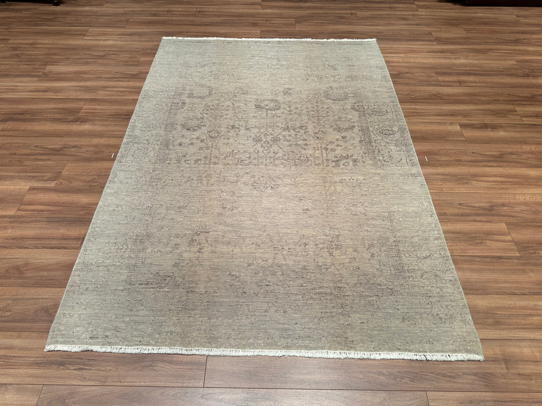 New Diamond Original Hand Woven Gray Wool Bamboo Carpet 168x238 3.99 Square Meters - 5x8 ft