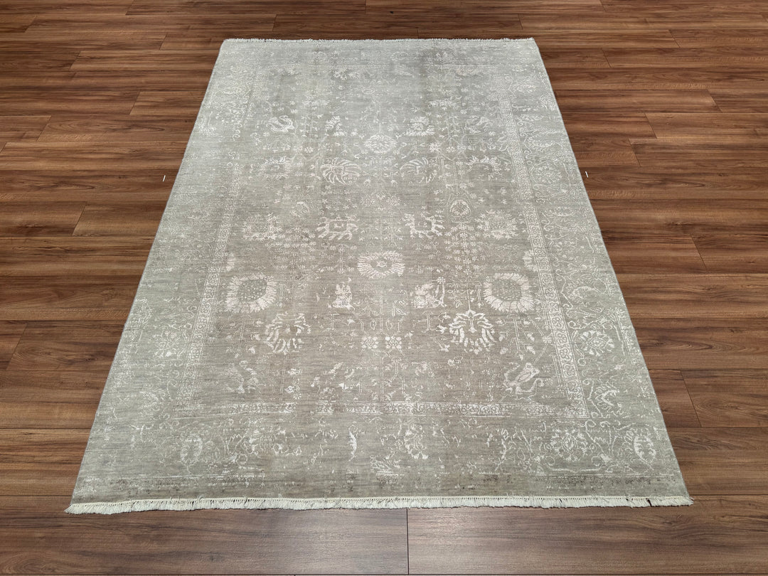 New Diamond Orjinal El Dokuması Gri Yün Bambu Halı 168x238 3.99 Metrekare - 5x8 ft