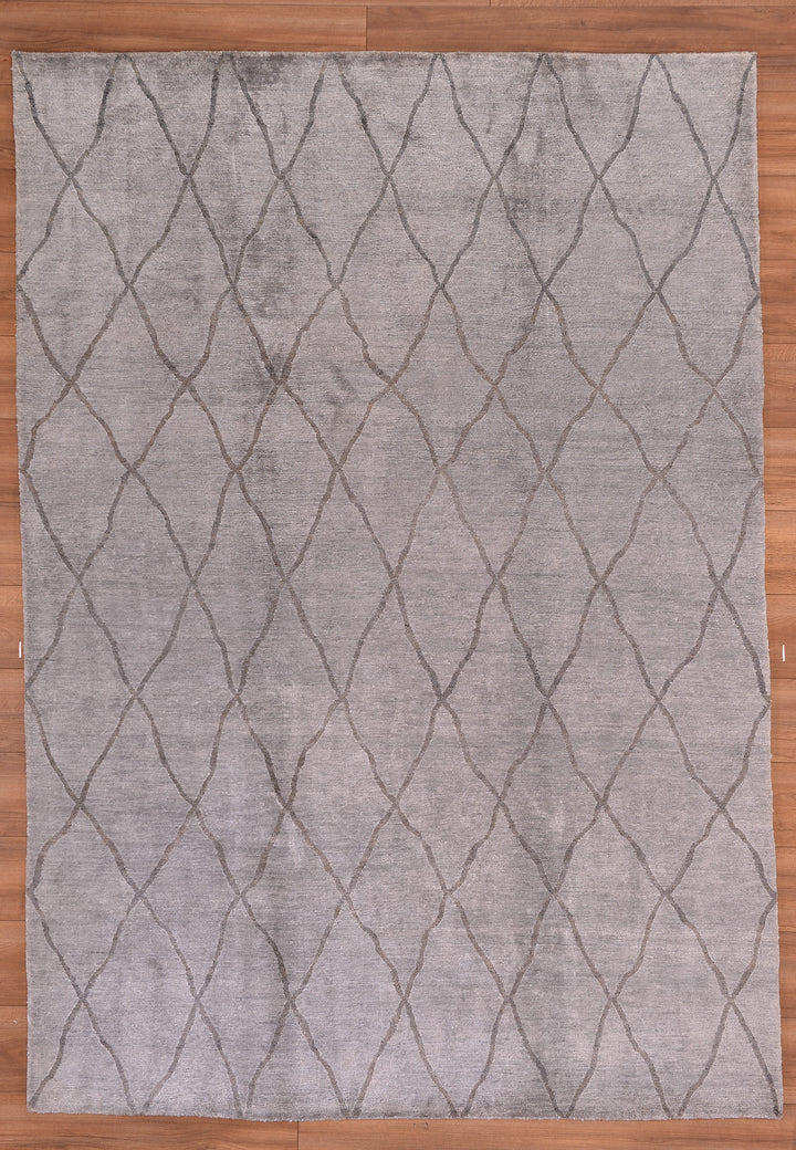 Diamond Original Hand Woven Gray Wool Bamboo Carpet 171x244 4.17 Square Meters - 5x8 ft