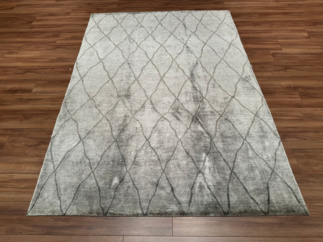 Diamond Orjinal El Dokuması Gri Yün Bambu Halı 171x244 4.17 Metrekare - 5x8 ft