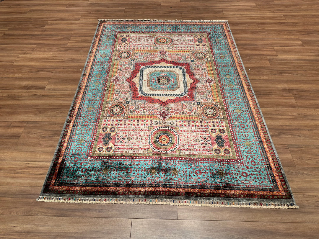 Mamluk Original Hand Woven Multi Vegetable Dyed Wool Carpet 167x238 6.44 Square Meters - 5x7 ft