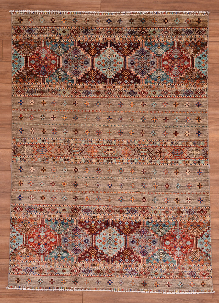 Khorjin Original Hand Woven Beige Vegetable Dyed Wool Carpet 173x240 4.15 Square Meters - 6x9 ft