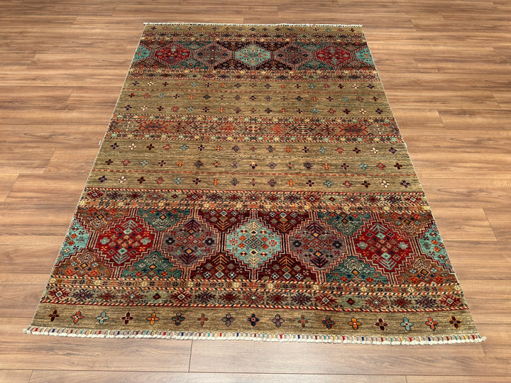 Khorjin Original Hand Woven Beige Vegetable Dyed Wool Carpet 173x240 4.15 Square Meters - 6x9 ft