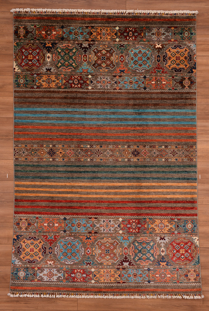 Khorjin Original Hand Woven Multi Vegetable Dyed Wool Carpet 167x253 4.23 Square Meters - 5x8 ft