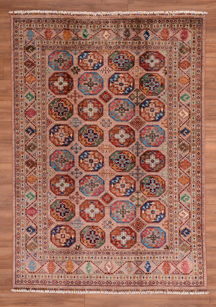 Veziri Original Hand Woven Beige Vegetable Dyed Wool Carpet 177x250 4.43 Square Meters - 6x8 ft