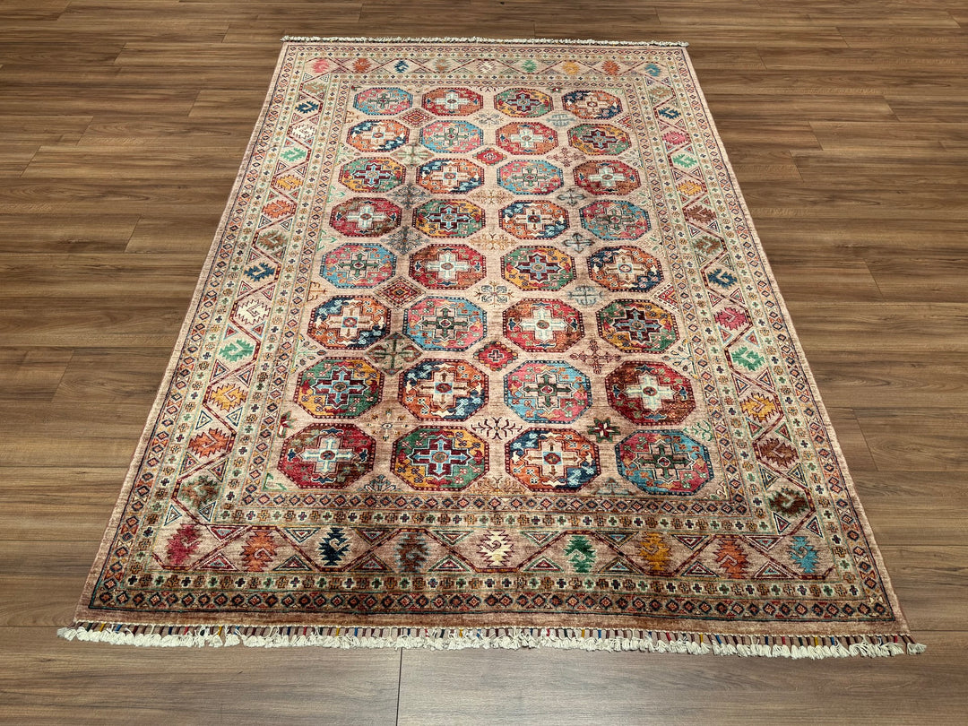 Veziri Original Hand Woven Beige Vegetable Dyed Wool Carpet 177x250 4.43 Square Meters - 6x8 ft