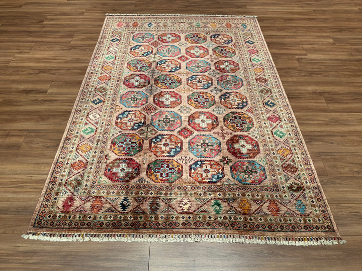 Veziri Original Hand Woven Beige Vegetable Dyed Wool Carpet 177x250 4.43 Square Meters - 6x8 ft